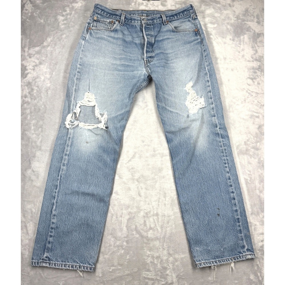 1980s Levi's 501xx USA Jeans 38x34 Fits 35x31 Valencia St Factory 555 Distressed